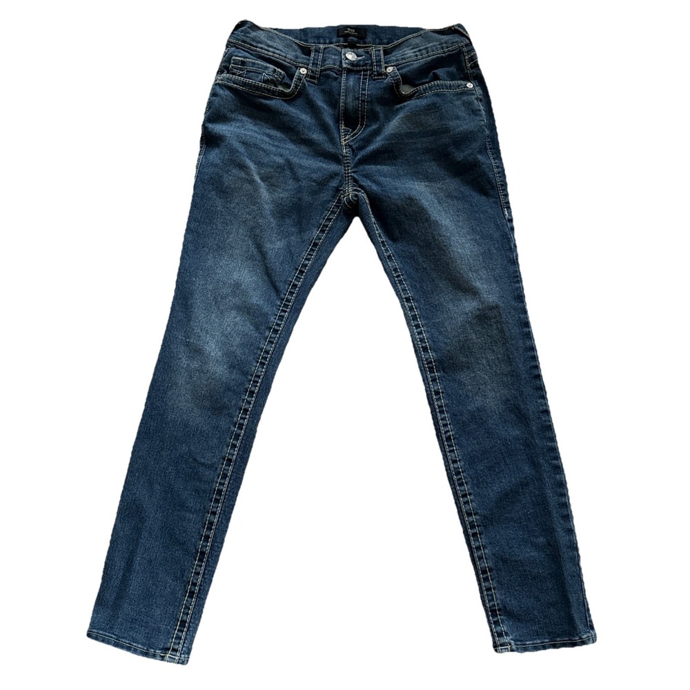 True Religion Rocco  Relaxed Skinny Jeans Men 32x31 Dark Wash Blue Denim Stretch